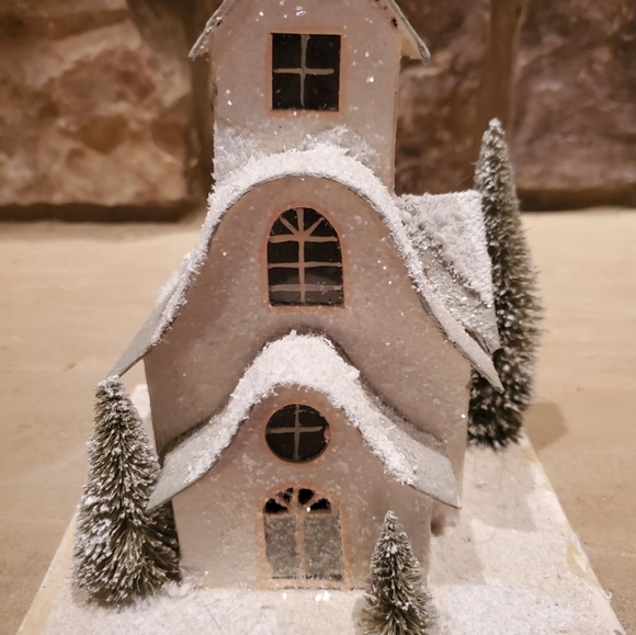 None Other - Snowy Village Christmas House with Trees